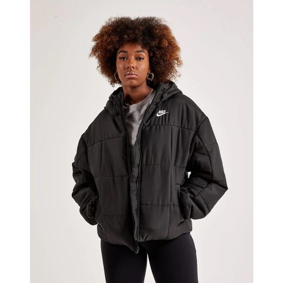 Nike Jackets & Blazers - NIKE Classic Black Hooded Cropped Puffer Jacket Size Medium casual comfort